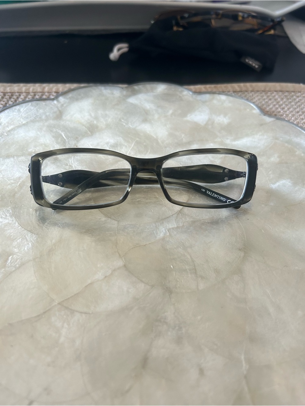 Valentino Black Rectangular Frame Temple Arm